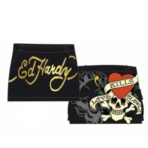 Ed Hardy Deadstock Black Cargo Miniskirt